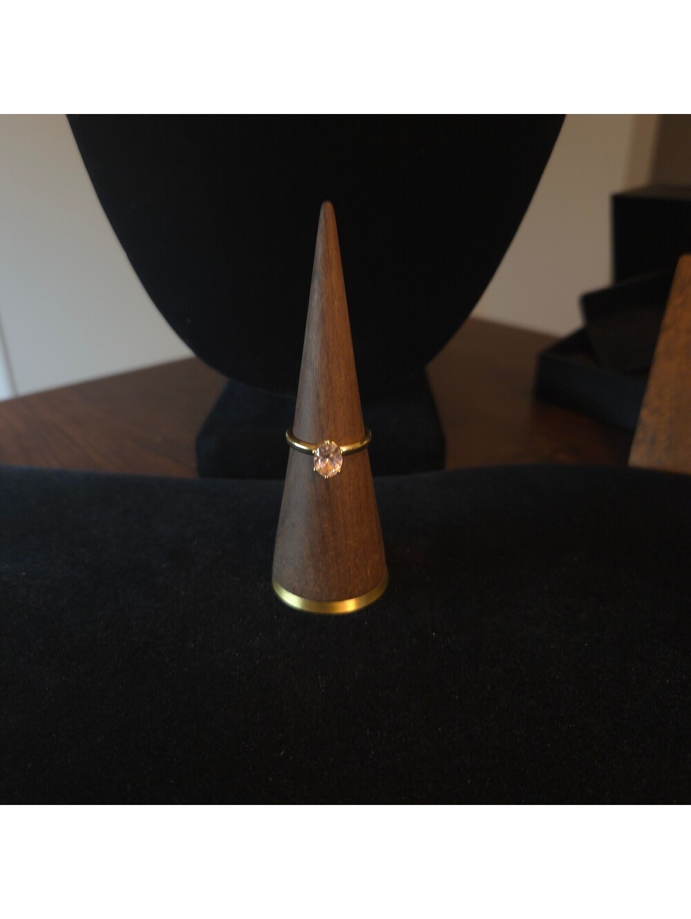 18K Gold Plated Ring with Pink Glass
